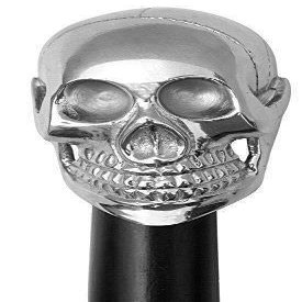 Mahira Nautical Vintage Handle Harvey Canes Silver Skull Brass Head Black Cane Walking Stick New
