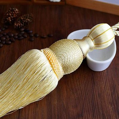 2Pcs Curtains Tieback Rope Tassel Curtains Buckle Curtain Strap Braided Tassels Tiebacks (Yellow)