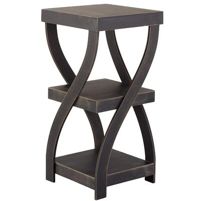 The Lakeside Collection Distressed Twisted Wood Accent Table - Distressed Black