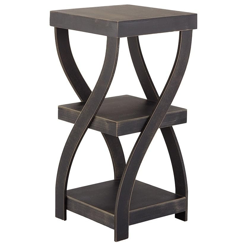 The Lakeside Collection Distressed Twisted Wood Accent Table - Distressed Black