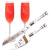 Aaron's Etching Stainless steel and glass Wild Ducks in flight Engraved Wedding Cake Knife Set & Champagne glasses with Names and Date view 1