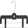 14 Inch Black Plastic Pant Hanger with Adjustable Cushion Clips, (Box of 25) Skirt Hangers with Polished Chrome Swivel Hook view 1