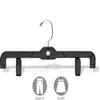14 Inch Black Plastic Pant Hanger with Adjustable Cushion Clips, (Box of 25) Skirt Hangers with Polished Chrome Swivel Hook view 3