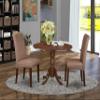 East West Furniture DLBA3-MAH-18 3 Piece Modern Dining Table Set Contains a Round Wooden Table with Dropleaf and 2 Brown Linen Linen Fabric Parsons Dining Chairs, 42x42 Inch, Mahogany view 2
