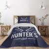 Ambesonne Hunting Coverlet, Deer Hunter's Club Logo Design Antlers Retro Typography Shabby Style, 2 Piece Decorative Quilted Bedspread Set with 1 Pillow Sham, Twin Size, Navy Blue White view 1