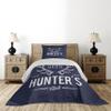 Ambesonne Hunting Coverlet, Deer Hunter's Club Logo Design Antlers Retro Typography Shabby Style, 2 Piece Decorative Quilted Bedspread Set with 1 Pillow Sham, Twin Size, Navy Blue White view 2