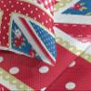 Ambesonne Shabby Flora Coverlet, British Flag in Floral Style Retro Polka Dots Country Culture Inspired, 2 Piece Decorative Quilted Bedspread Set with 1 Pillow Sham, Twin Size, Blue Pink view 3