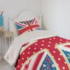 Ambesonne Shabby Flora Coverlet, British Flag in Floral Style Retro Polka Dots Country Culture Inspired, 2 Piece Decorative Quilted Bedspread Set with 1 Pillow Sham, Twin Size, Blue Pink view 4