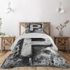 Ambesonne Letter P Coverlet, Capital P What is Your Name Baroque Styled Gothic Medieval Fashion Aged Initials, 2 Piece Decorative Quilted Bedspread Set with 1 Pillow Sham, Twin Size, Black Grey view 1