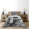 Ambesonne Letter P Coverlet, Capital P What is Your Name Baroque Styled Gothic Medieval Fashion Aged Initials, 2 Piece Decorative Quilted Bedspread Set with 1 Pillow Sham, Twin Size, Black Grey view 2