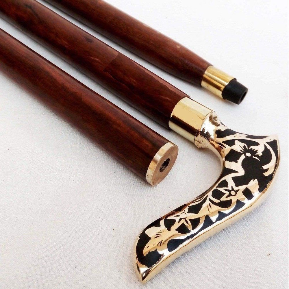 Mahira Nautical Vintage Designer Brass Handle Wooden Walking Cane Stick Handmade