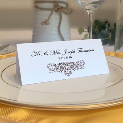 Vintage Frame Place Cards, Chocolate (Choose Color), Set of 150, Pre-cut and Scored - Wedding, Party, Dinner, and Special Events - Made in the USA