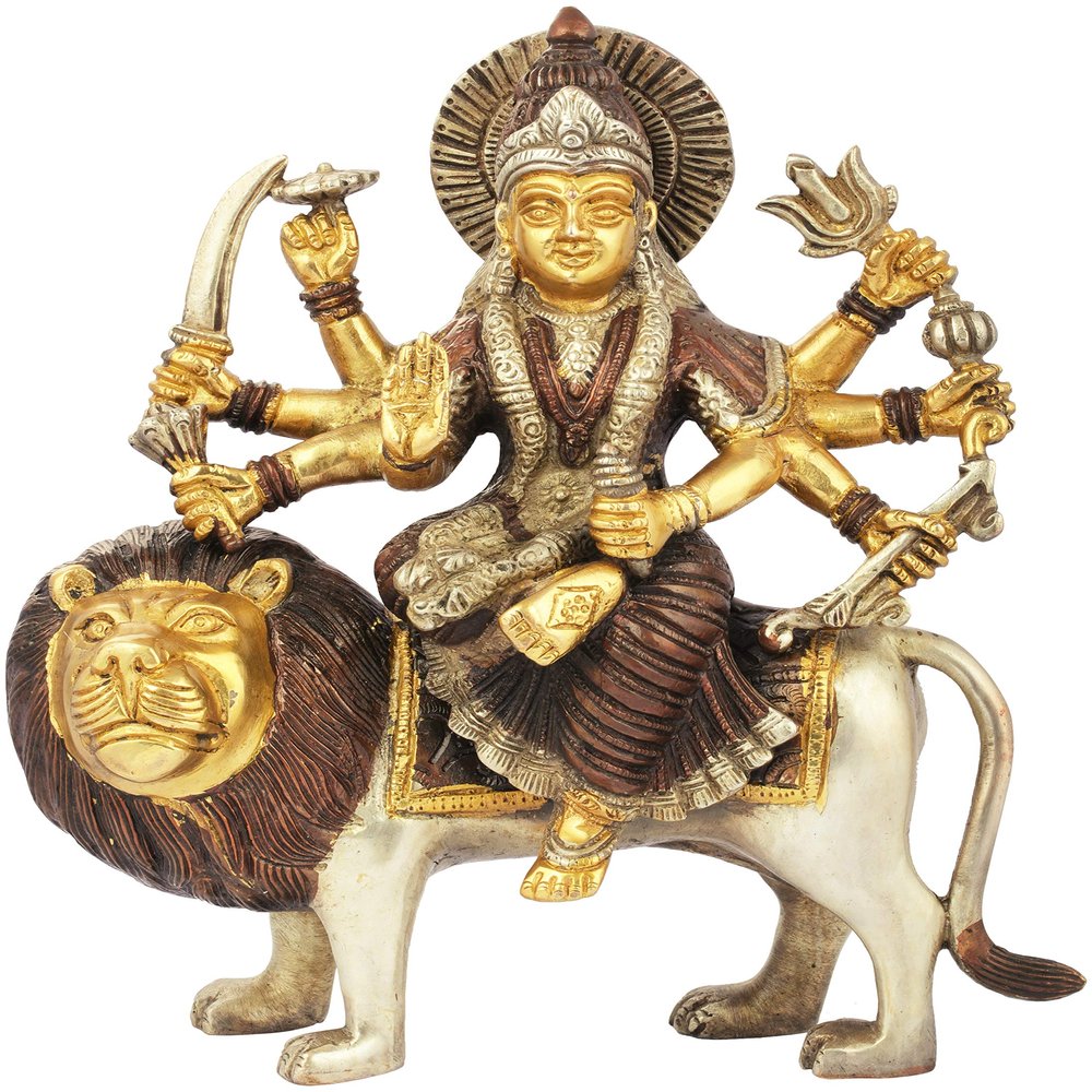Exotic India Sheran Waali MATA -Goddess Durga - Brass Statue