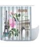 Amgacial Paris Eiffel Tower with Pink Flowers Pattern 3 Piece Bathroom Mat Set Shower Curtain Set Non Slip Bath Mat + Contour Mat + Waterproof Shower Curtain + 12 Hooks view 2