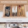6 Pack Bamboo Drawer Dividers - 17" to 21.5" Expandable Adjustable Drawer Organizer for Kitchen Utensils, Large Kitchen Drawer Divider, Clothes, Dresser, Bedroom, Bathroom & Desk Drawer Separator Set view 2