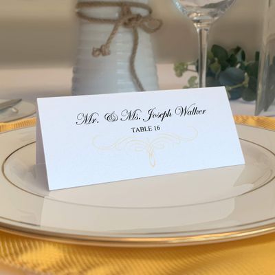 Decadent Flourish Place Cards, Ivory (Choose Color), Set of 60, Pre-cut and Scored - Wedding, Party, Dinner, and Special Events - Made in the USA
