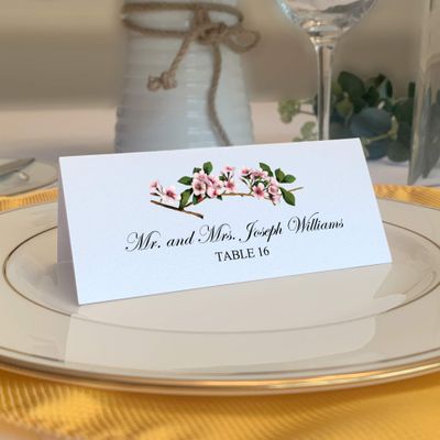 Pink Cherry Blossoms Place Cards, Set of 150, Pre-cut and Scored - Wedding, Party, Dinner, and Special Events - Made in the USA