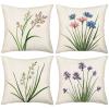Royalours Throw Pillow Covers Green Leaf Floral Decorative Throw Pillow Case Cushion Cover Cotton Linen Pillowcase for Home Sofa Car 18 x 18 Inches Set of 4 (Fresh Floral) view 1