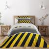 Ambesonne Construction Coverlet, Ripped Sign Working Site Danger Hazard Progress Caution Urban Pattern, 2 Piece Decorative Quilted Bedspread Set with 1 Pillow Sham, Twin Size, Yellow Black view 1