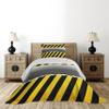 Ambesonne Construction Coverlet, Ripped Sign Working Site Danger Hazard Progress Caution Urban Pattern, 2 Piece Decorative Quilted Bedspread Set with 1 Pillow Sham, Twin Size, Yellow Black view 2