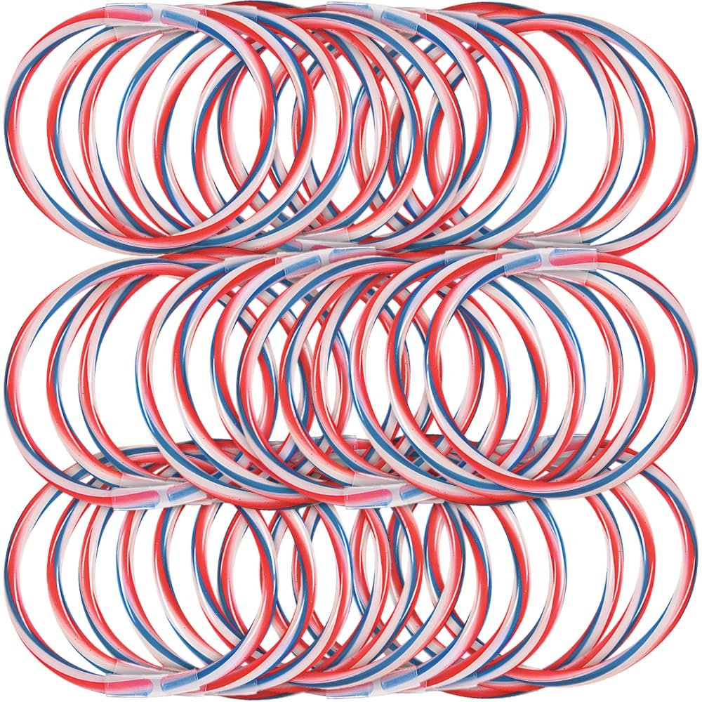 Fun Express - Patriotic Swirl Glow Bracelets (36 Pc) for Fourth of July - Jewelry - Glow - Glow Bracelets - Fourth of July - 36 Pieces
