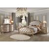 Acme Gorsedd Tufted Eastern King Panel Bed in Cream Fabric and Golden Ivory view 2