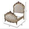 Acme Gorsedd Tufted Eastern King Panel Bed in Cream Fabric and Golden Ivory view 3