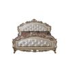 Acme Gorsedd Tufted Eastern King Panel Bed in Cream Fabric and Golden Ivory view 4