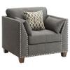 Acme Laurissa Track Arm Chair with Nailhead Trim in Light Charcoal Linen view 1
