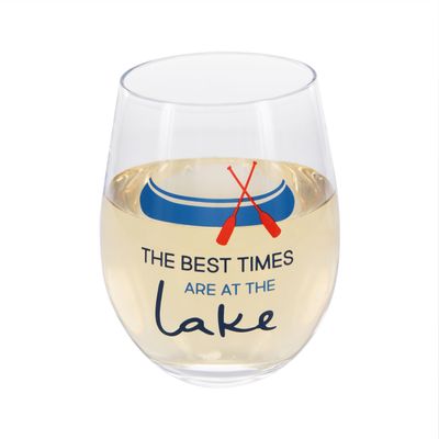 Pavilion - The Best Times Are At The Lake - 18 Oz Stemless Wine Glass