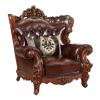 Acme Furniture Eustoma Chair with 1 Pillow, Cherry Top Grain Leather & Walnut view 1