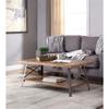 Acme Ikram Rectangular Wooden Coffee Table in Weathered Oak and Sandy Black view 2