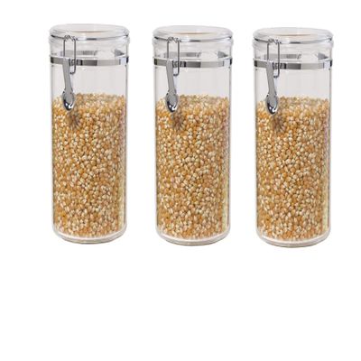 Oggi 72-Ounce Clear Acrylic Canister with Locking Clamp, Set Of 3