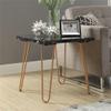 Acme Telestis 22" Square Marble Top End Table in Black and Gold view 2