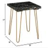 Acme Telestis 22" Square Marble Top End Table in Black and Gold view 3