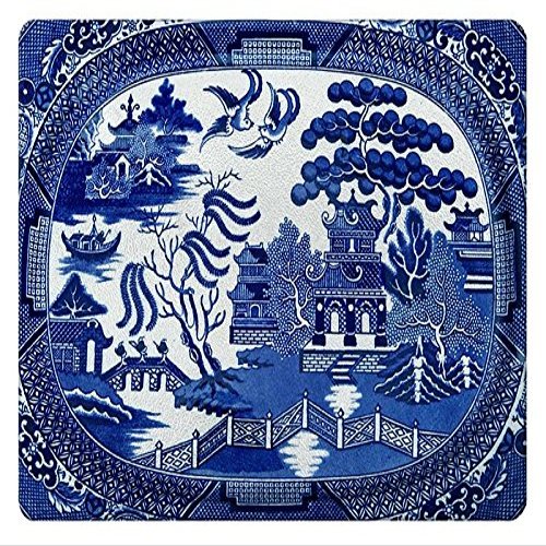 Blue Willow Tempered Glass Cutting Board for Kitchen, 15in x 12in