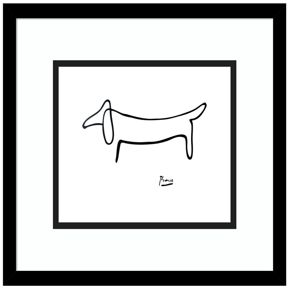 Amanti Art Framed Wall Art Print 14x16 Le Chien (The Dog) by Pablo Picasso, Animals Wall Art, Museum Masters Classics Decor, Small Poster Painting Artwork for Living Room, Bedroom, Bathroom, Kitchen