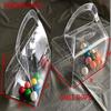 50 PCS 5-1/8 x 3-1/2 x 3-3/4" Clear APET Food Safe Handbag/Gable Shaped Box Arc Handle view 2