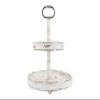 Creative Co-Op Distressed Cream Wood 2-Tier Tray with Metal Handle view 1