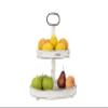 Creative Co-Op Distressed Cream Wood 2-Tier Tray with Metal Handle view 3