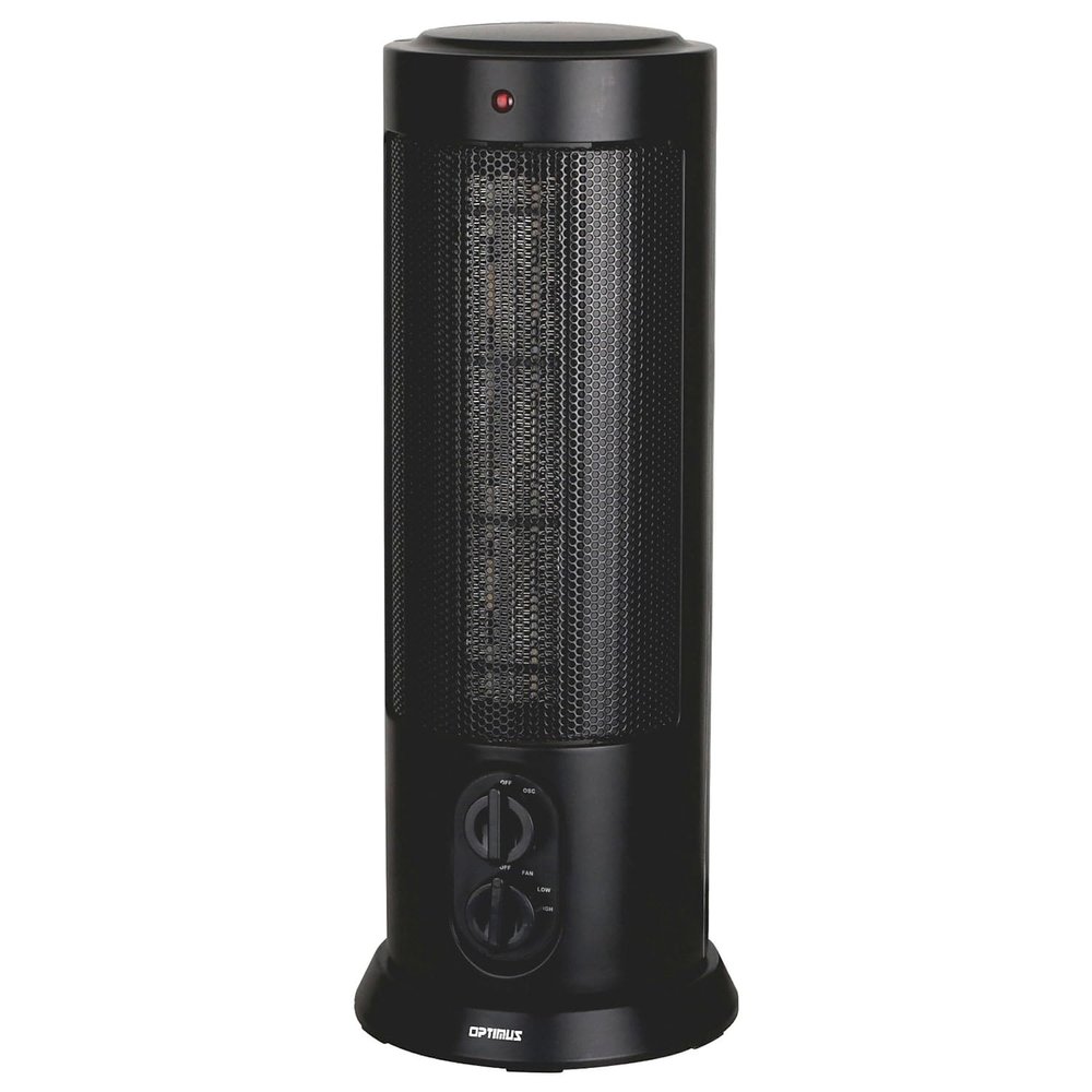 Optimus H-7234 Oscillating Tower Heater, 7.2 x 7.2 x 18.3, Black