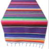 10 Packs Mexican Serape Table Runners for Mexican Theme Party, Cinco de Mayo Fiesta Party, Day of Death Decorations, Falsa Classic Striped Fringe Pattern Cotton Blanket, Purple,14x84 inches view 1