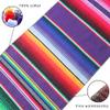 10 Packs Mexican Serape Table Runners for Mexican Theme Party, Cinco de Mayo Fiesta Party, Day of Death Decorations, Falsa Classic Striped Fringe Pattern Cotton Blanket, Purple,14x84 inches view 2