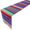 10 Packs Mexican Serape Table Runners for Mexican Theme Party, Cinco de Mayo Fiesta Party, Day of Death Decorations, Falsa Classic Striped Fringe Pattern Cotton Blanket, Purple,14x84 inches view 3