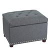 Adeco Classy Linen Blend Fabric Accents Rectangular Storage Bench Ottoman Footstool, Footrest Side Table for Living Room Bedroom, Gray view 1