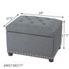 Adeco Classy Linen Blend Fabric Accents Rectangular Storage Bench Ottoman Footstool, Footrest Side Table for Living Room Bedroom, Gray view 3