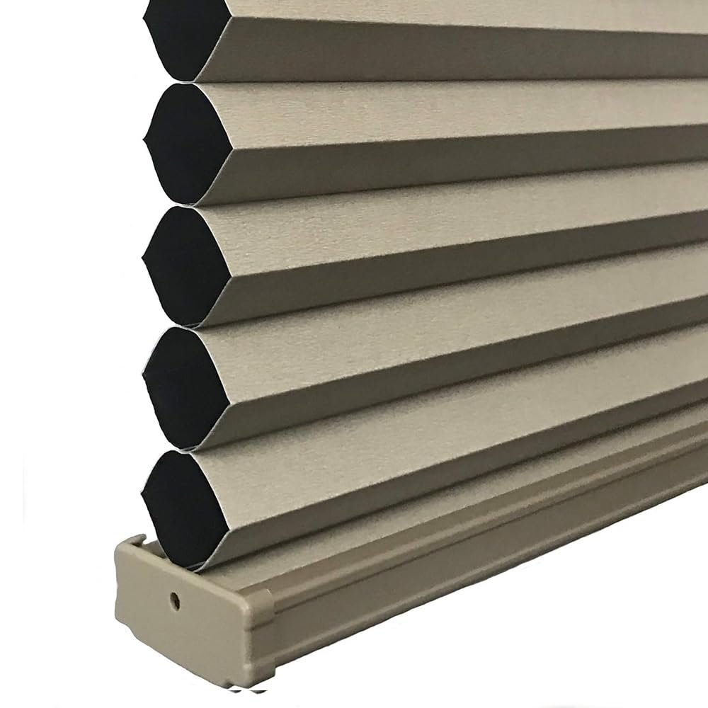 BlindDen - Room Darkening Honeycomb Shades - Blackout Blinds - Blinds for Indoor Windows - Window Shades - Stone