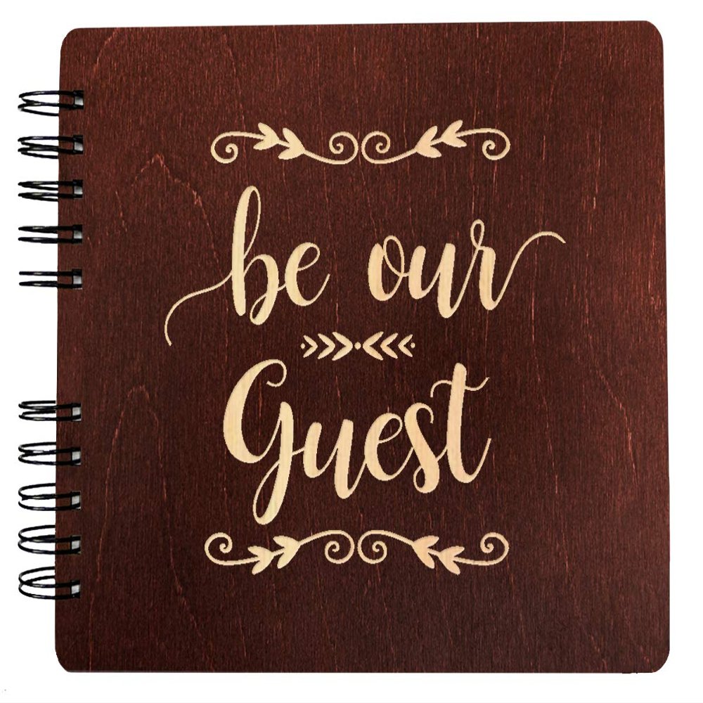 Be Our Guest Rustic Wedding Wooden Guest Book (11x8.5" or 8.5"x7) Bride Groom Ceremony Reception Guests Sign in Newlyweds Husband Wife Anniversary Party Gift