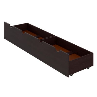 Alaterre Furniture Under Bed Storage Drawers - Set of 2 Solid Wood Rolling Under Bed Storage with Wheels - Fits Bed Frames 9.75 High - Underbed Containers for Shoes, Clothes, and Toys (Espresso)