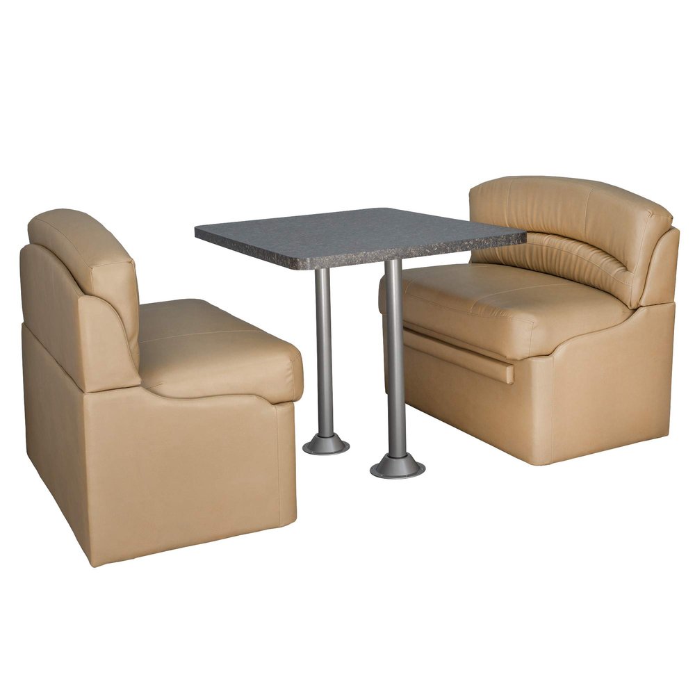 RecPro 40" RV Dinette Booth Set with Table and 2 Surface Mount Legs | Two Dinette Booths (Toffee, Granite Chocolate)